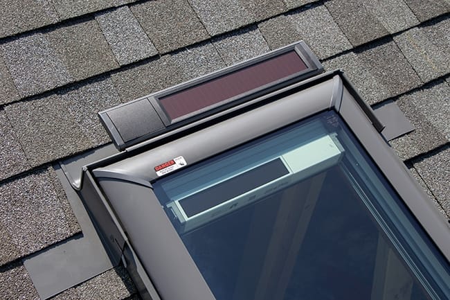 A skylight on a roof