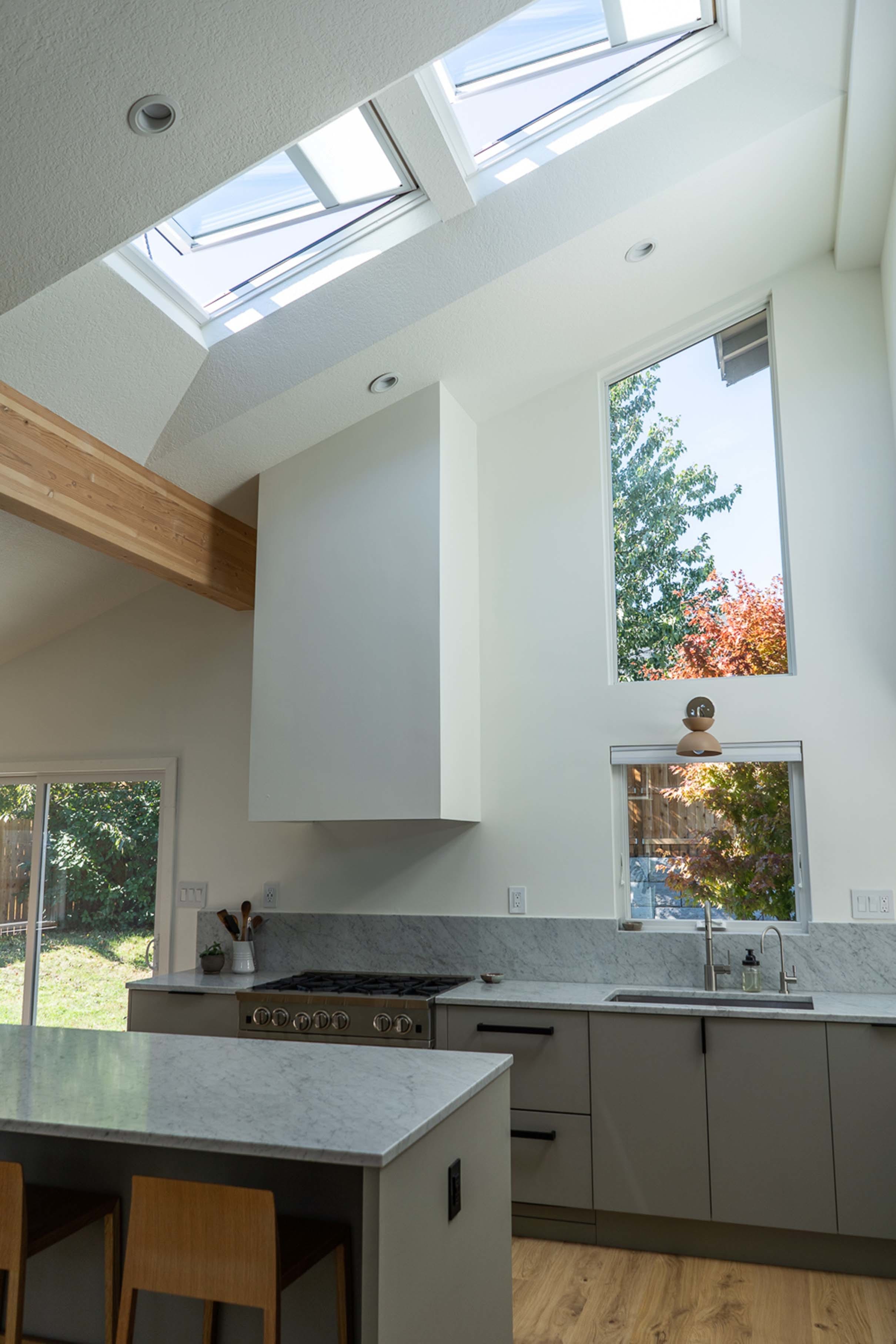 Kitchen skylights angled