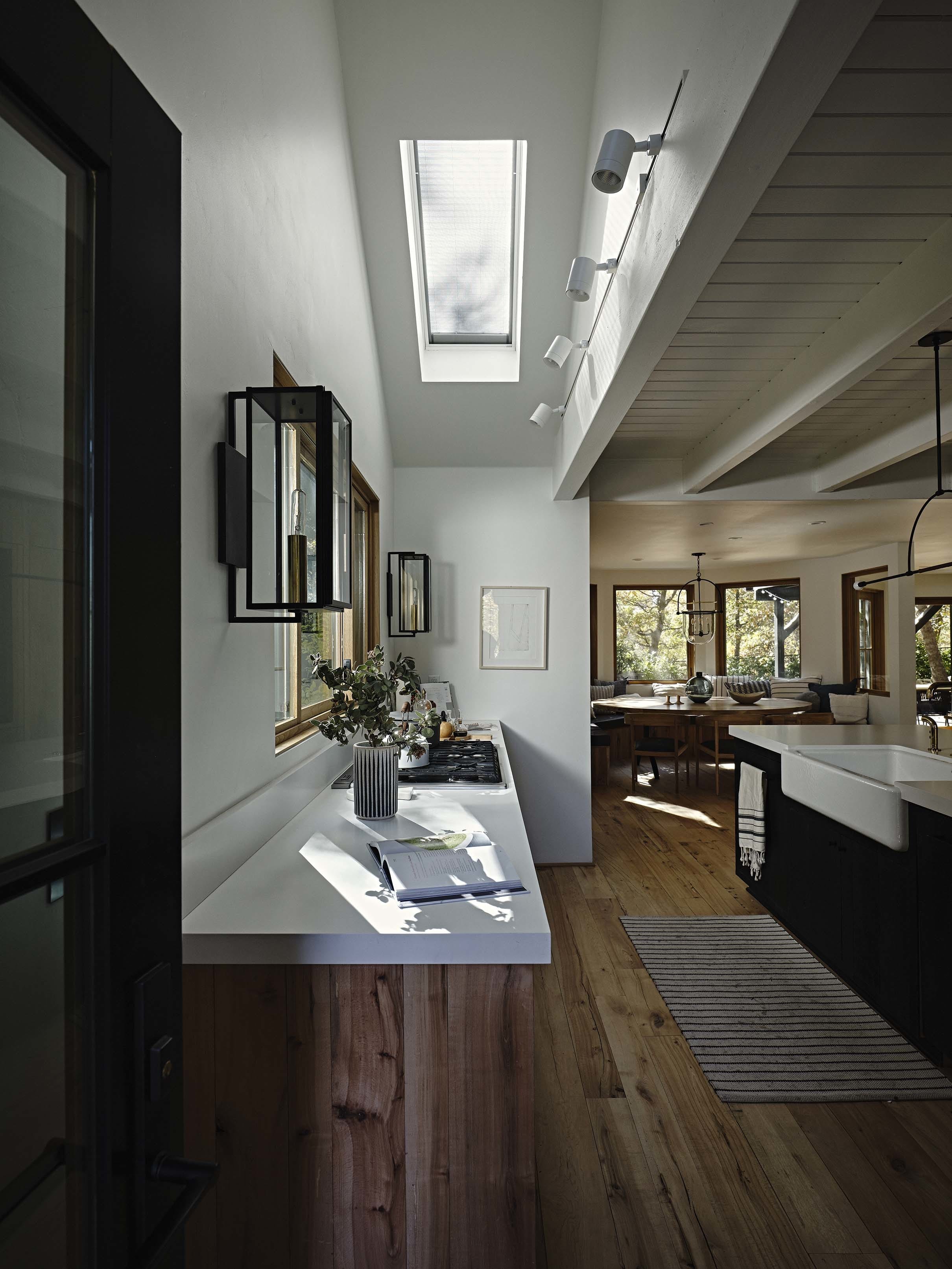 Kitchen with skylight light filtering shade