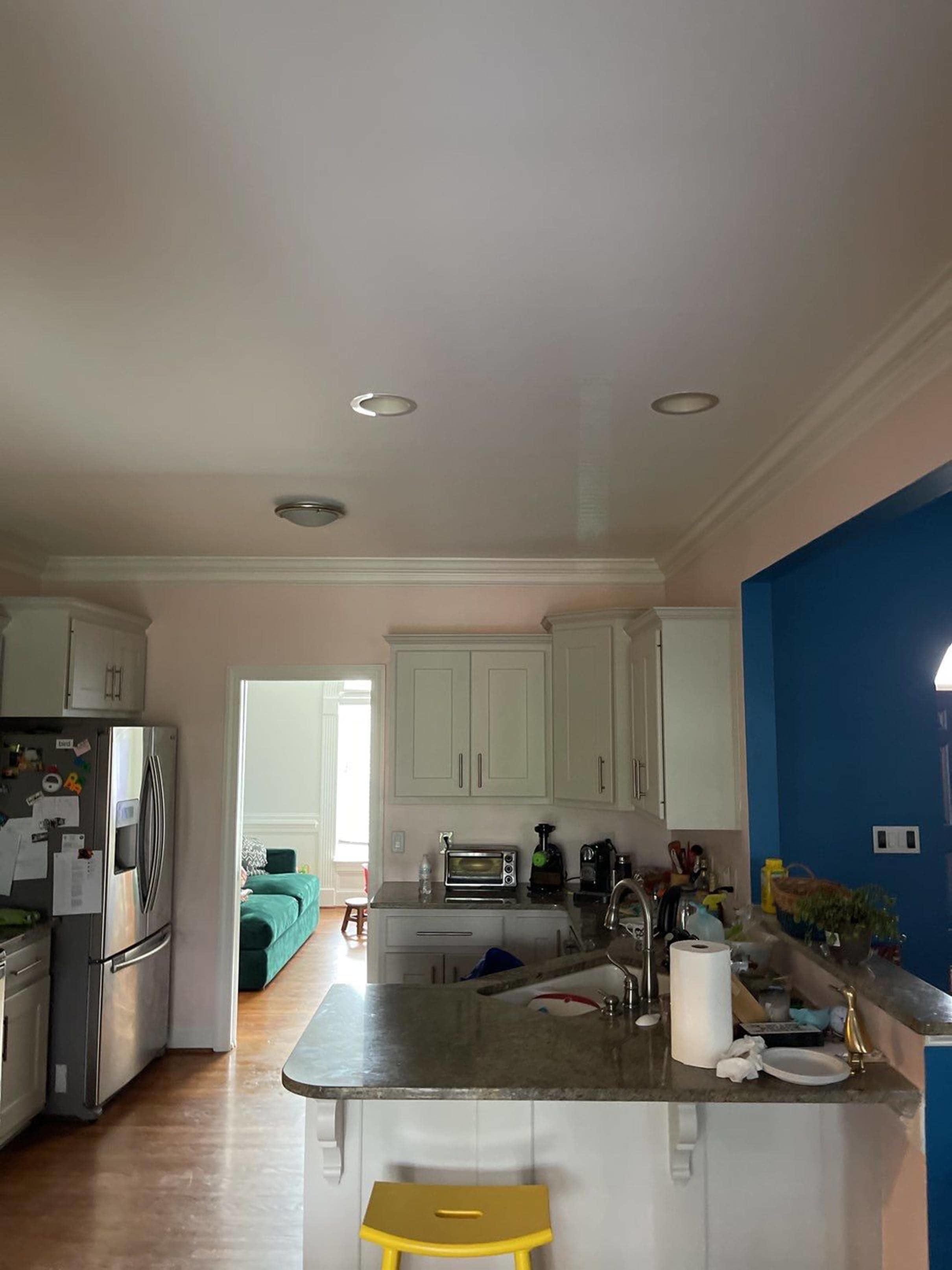 Pink kitchen dark before Sun Tunnel