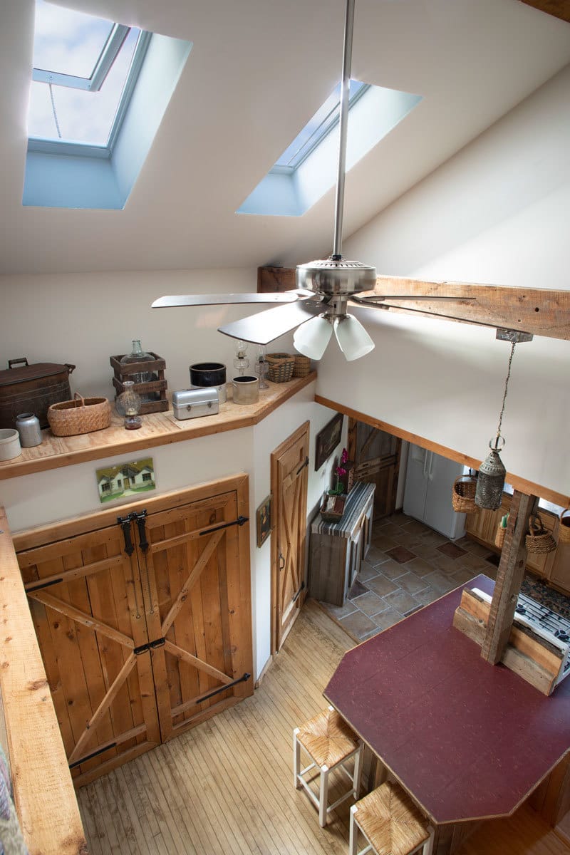 Skylghts over kitchen seen from loft above