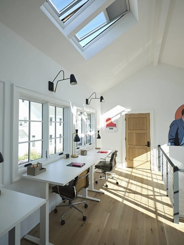 Stairwell landing skylights desks