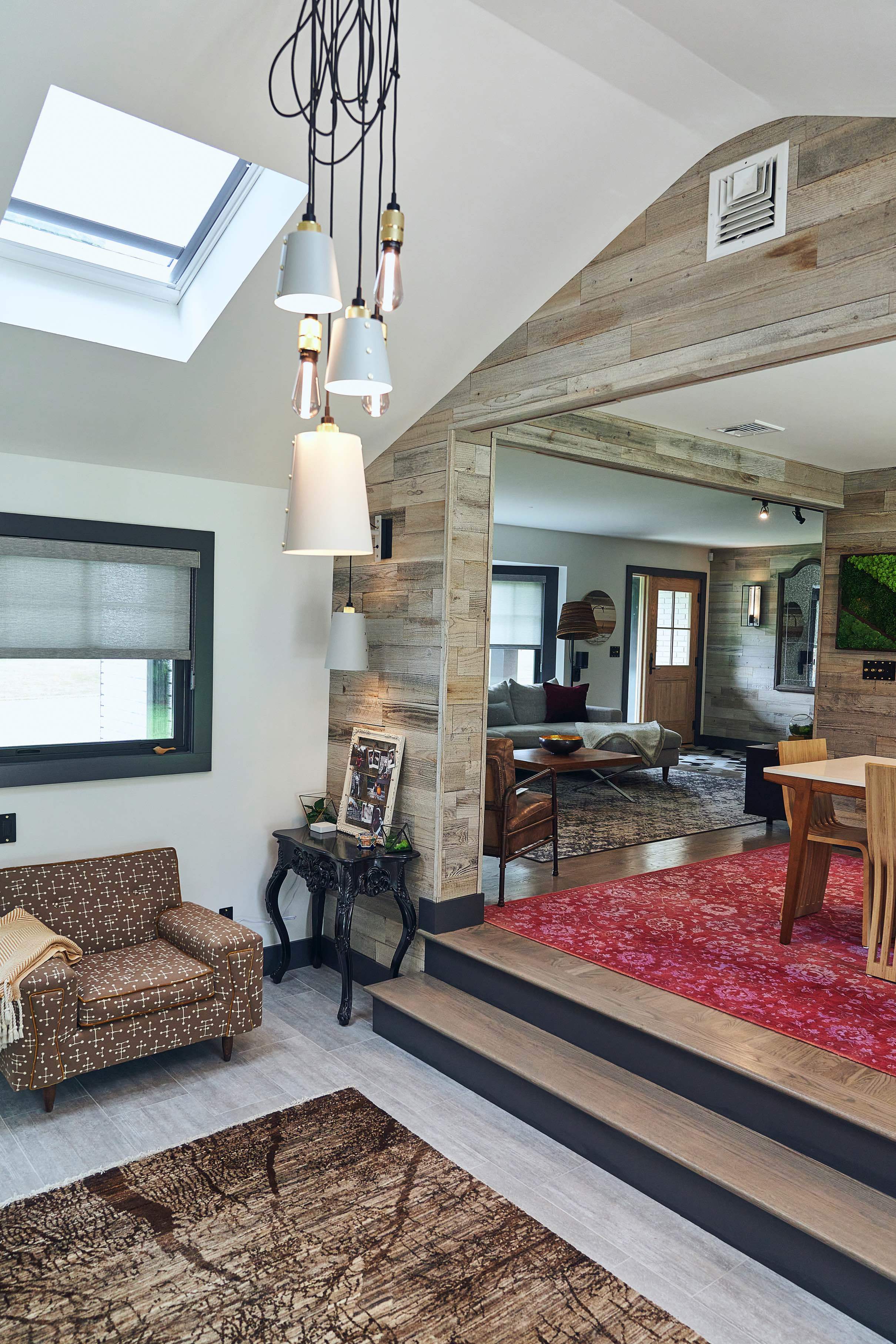 Sunroom sharing light with living room