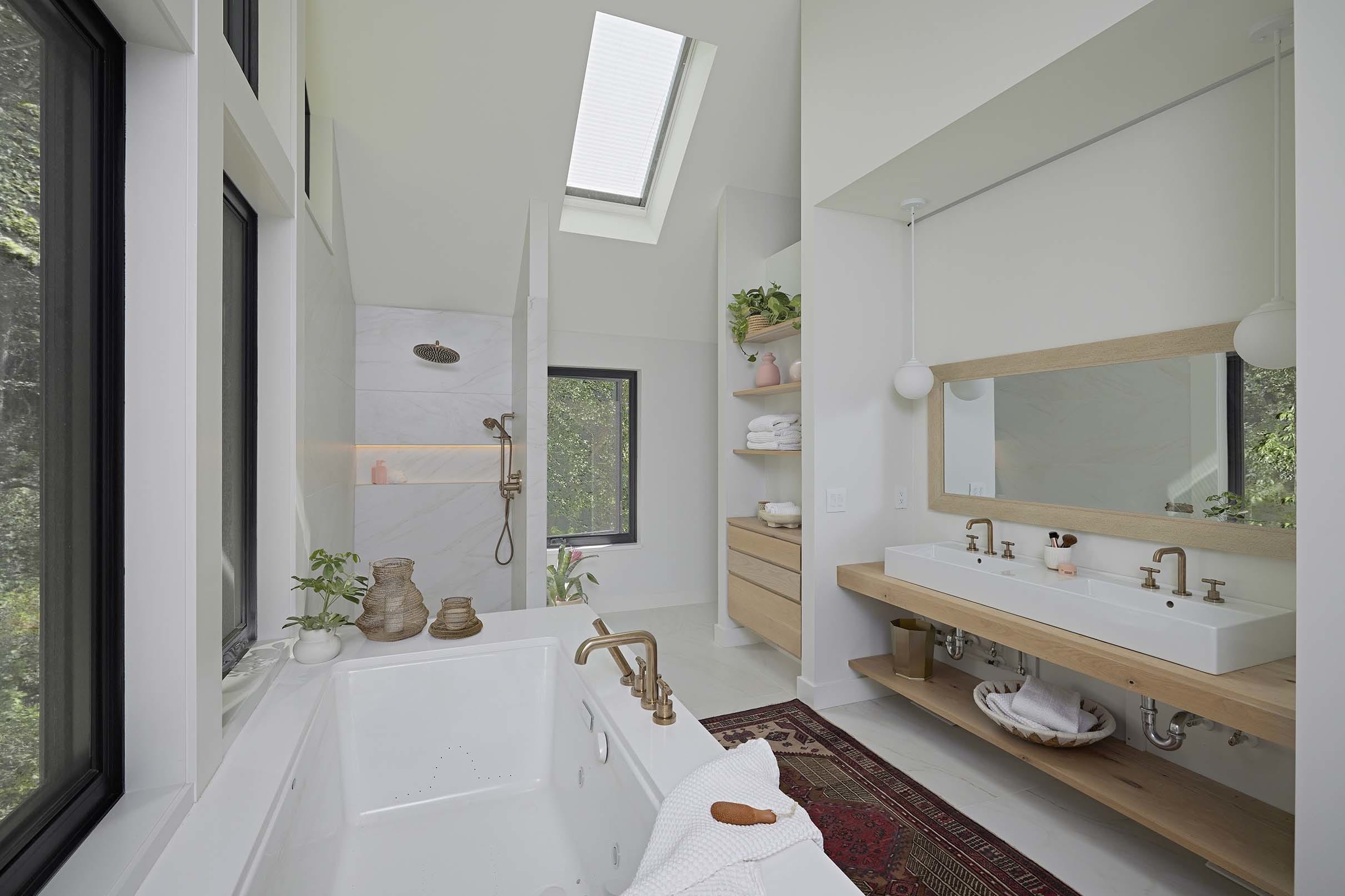 Bathroom skylight shades bathtub vanity mirror