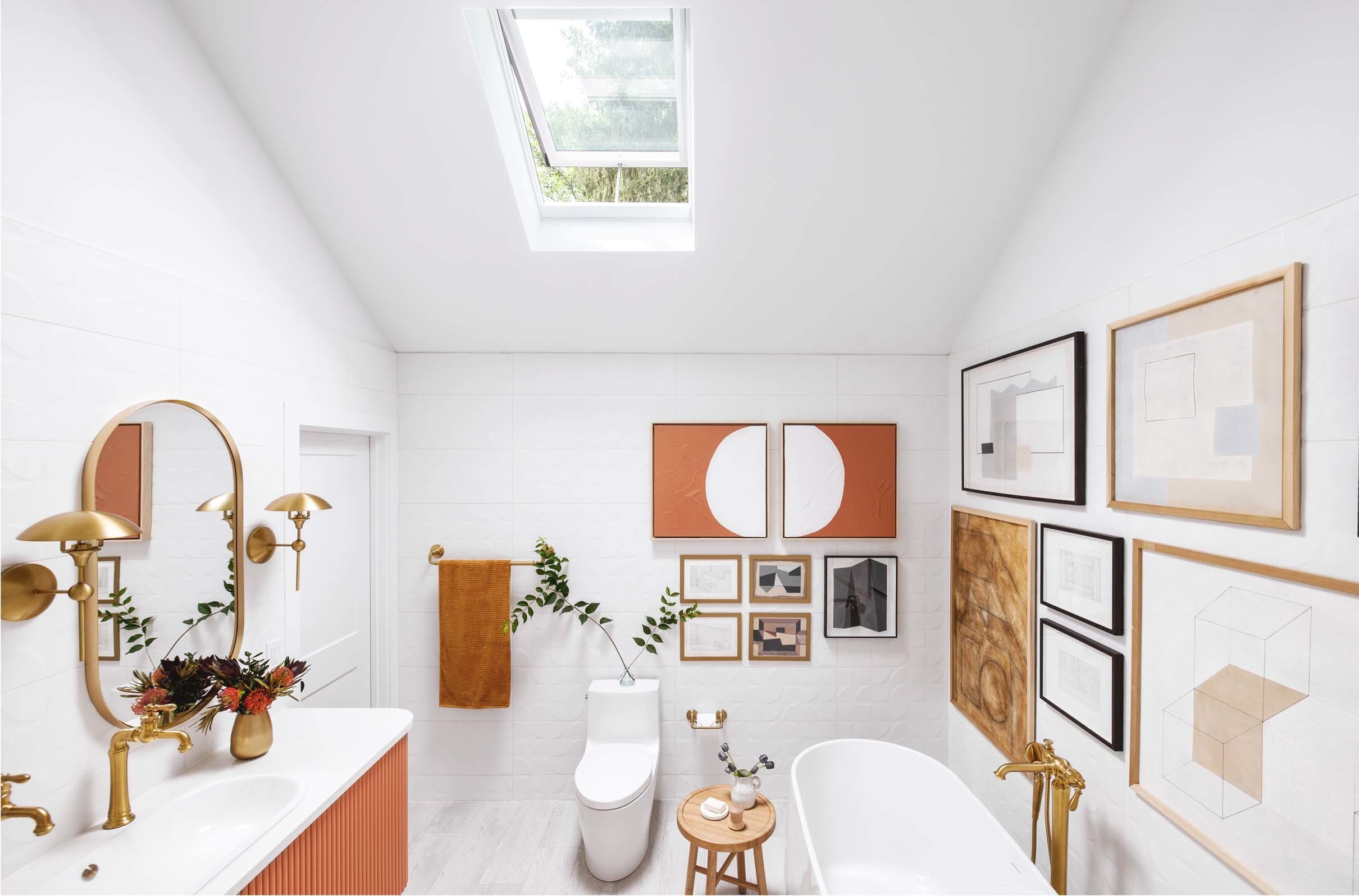 Bathroom skylight white terracotta