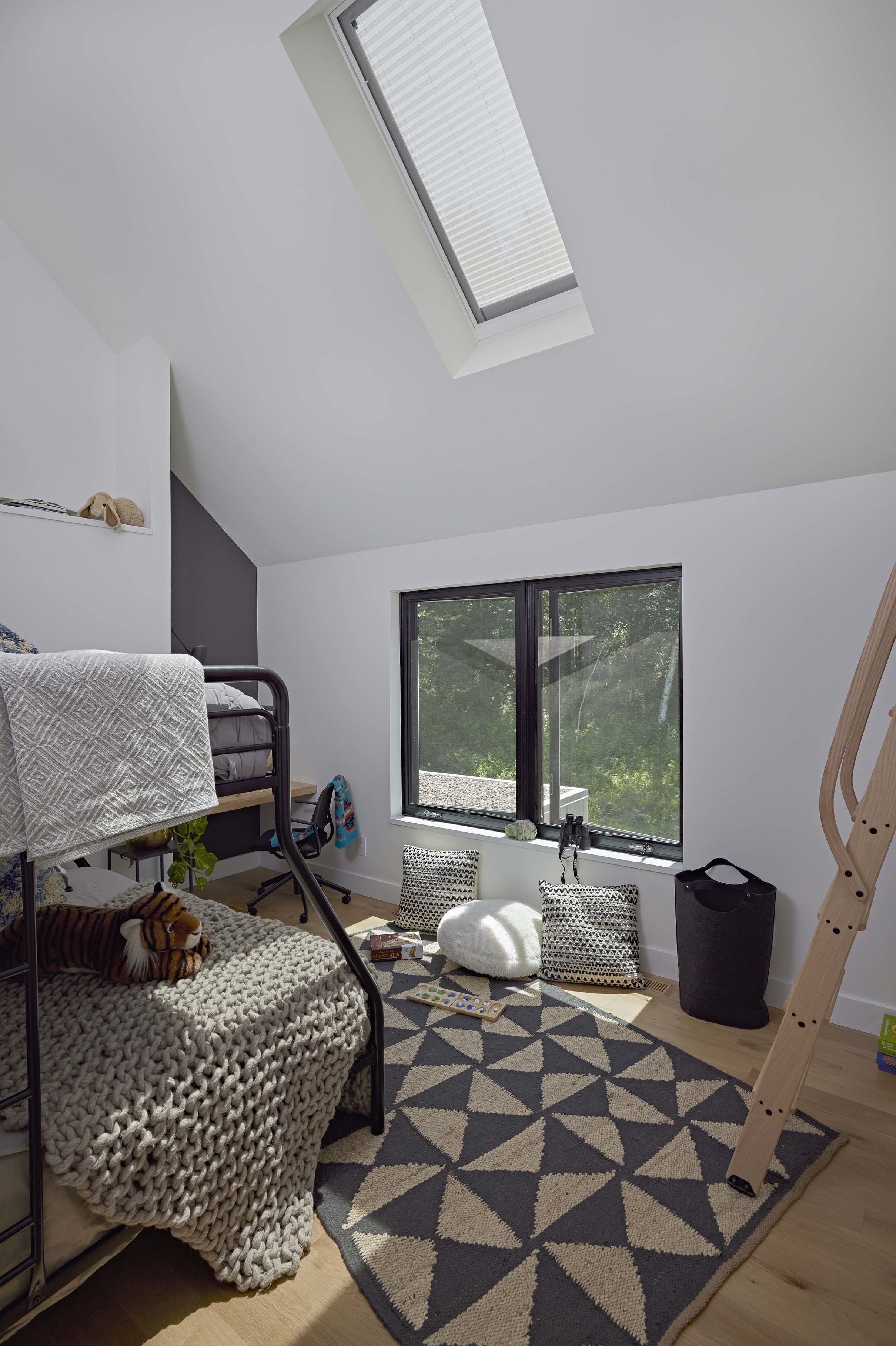 Bedroom skylight shades closed