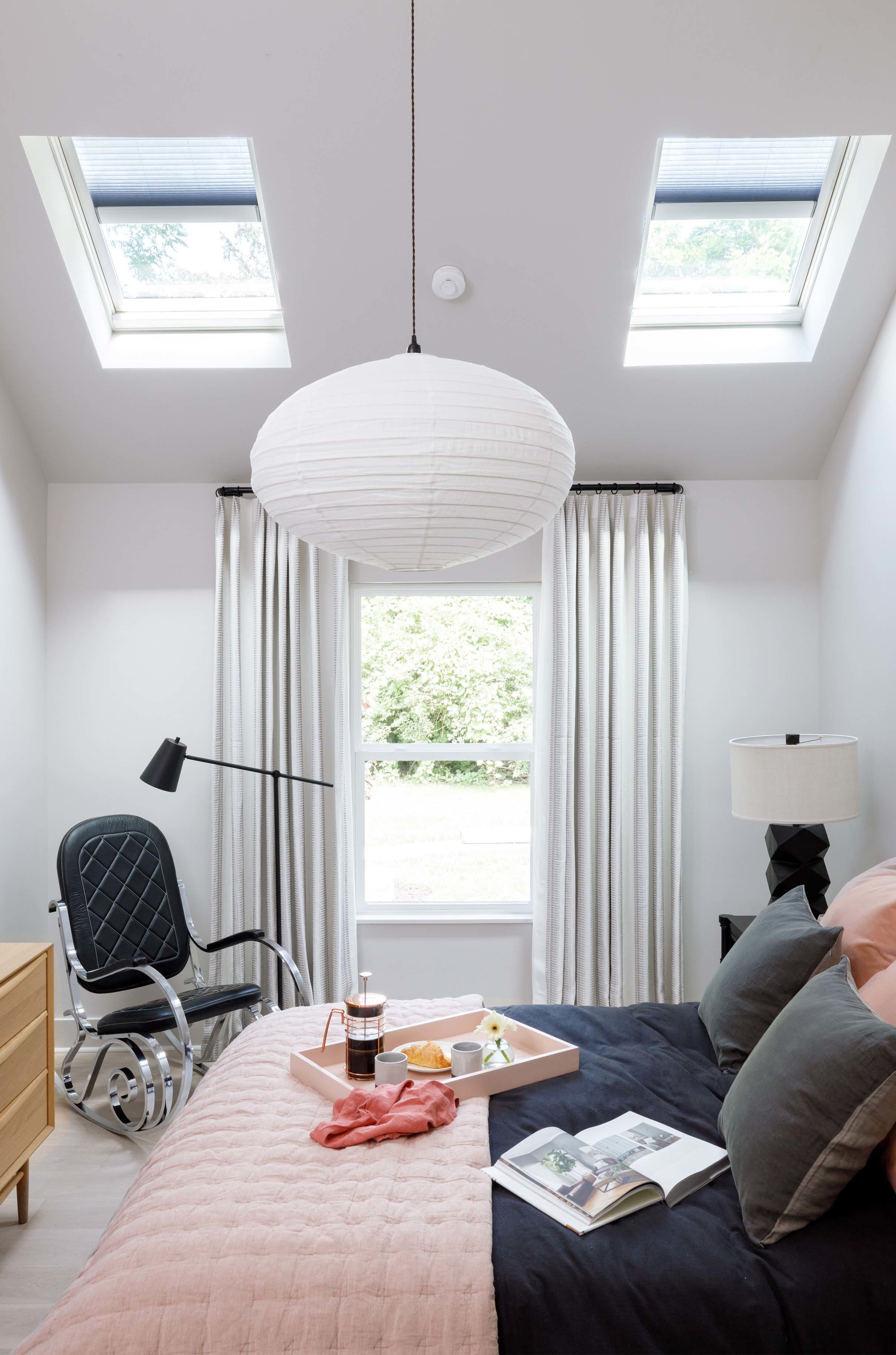 Bedroom skylights pink grey