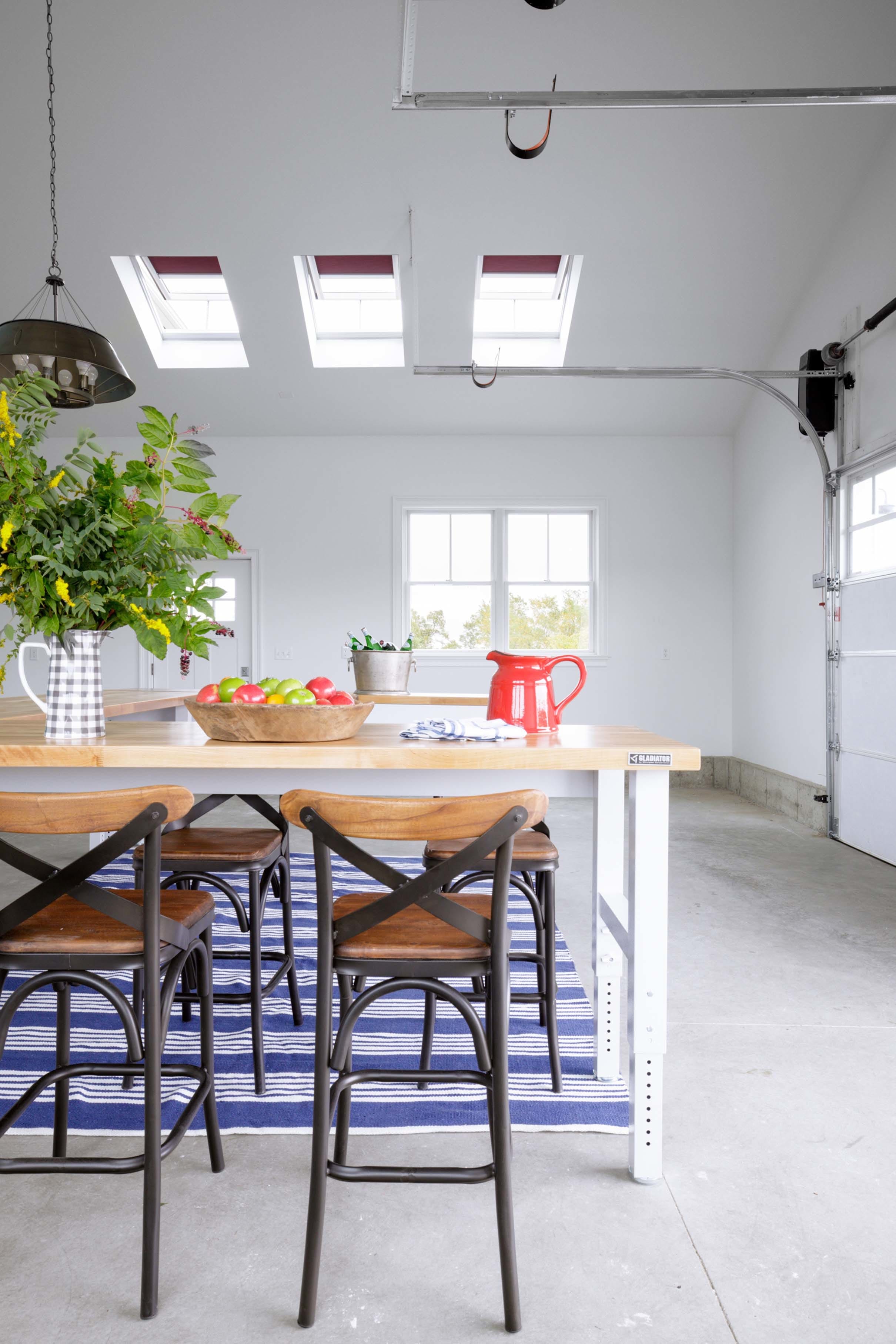 Garage banquet space skylights