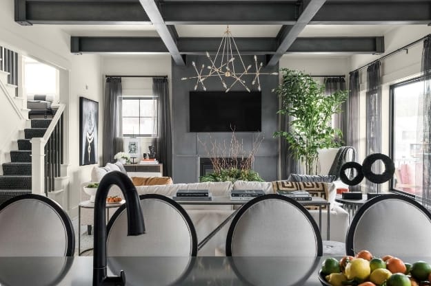 Great room grey black porch view