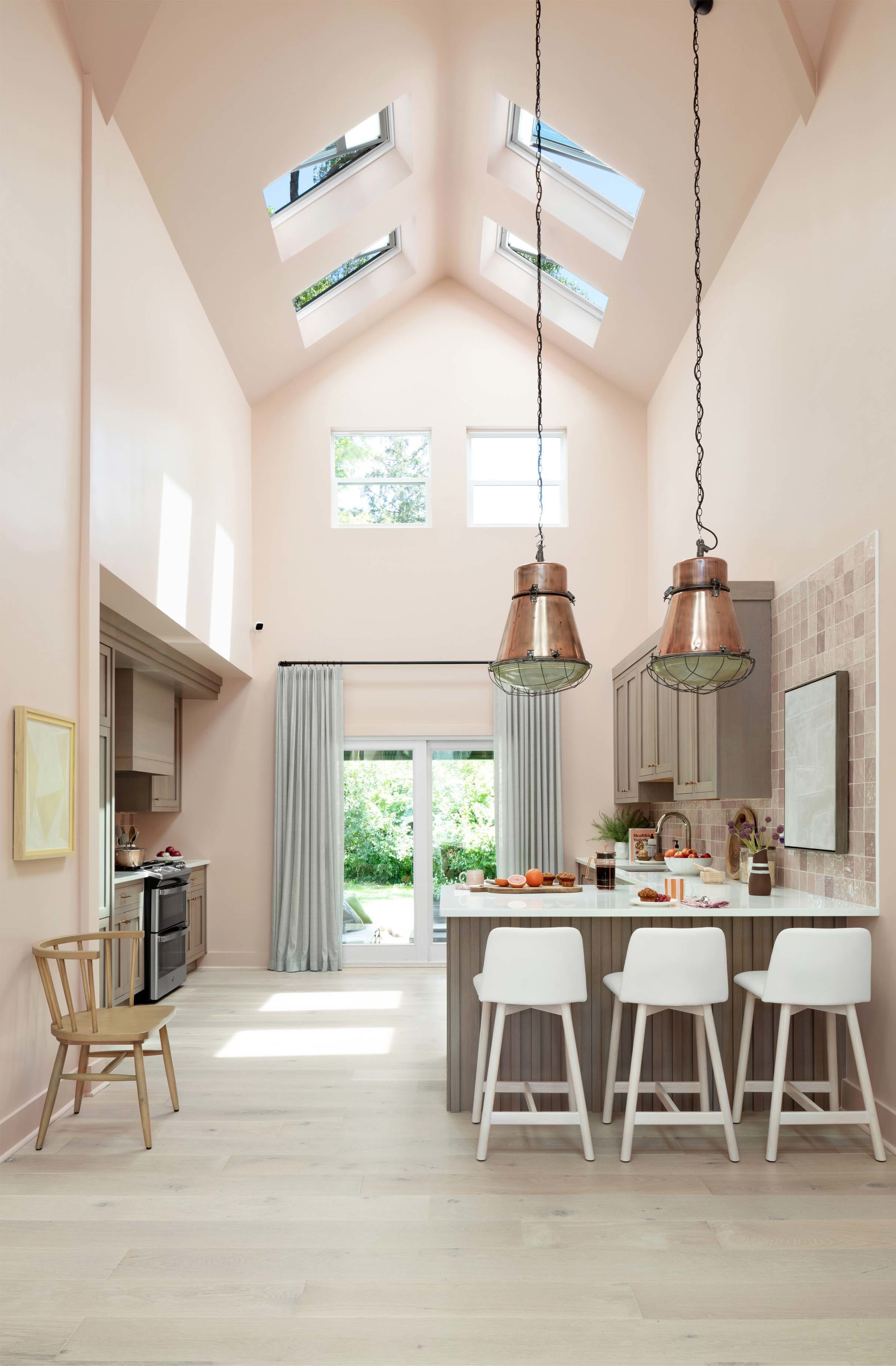 Kitchen cathedral ceilings pink skylights