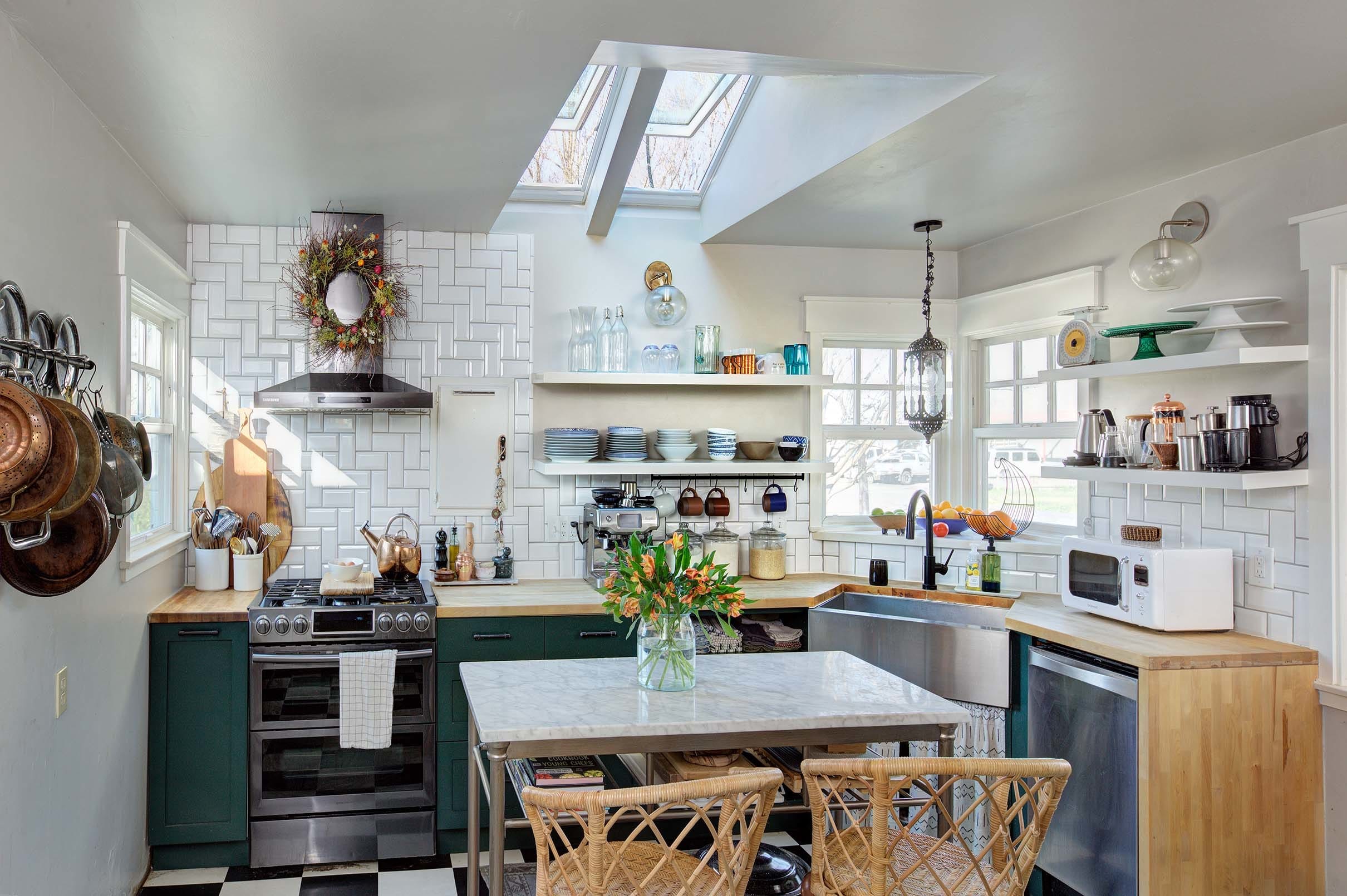 Kitchen skylights white green
