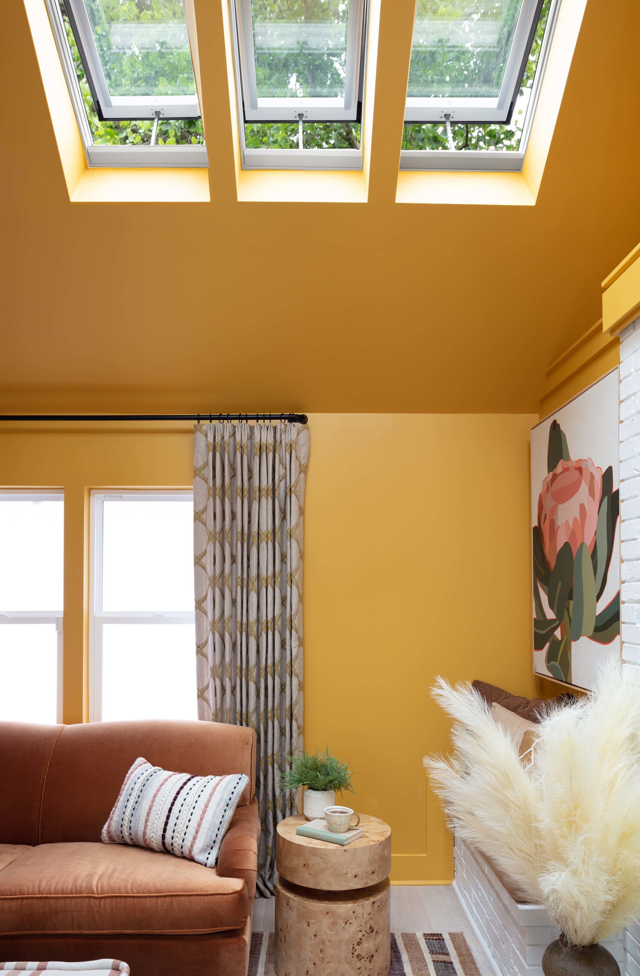 Living room skylight botanical art