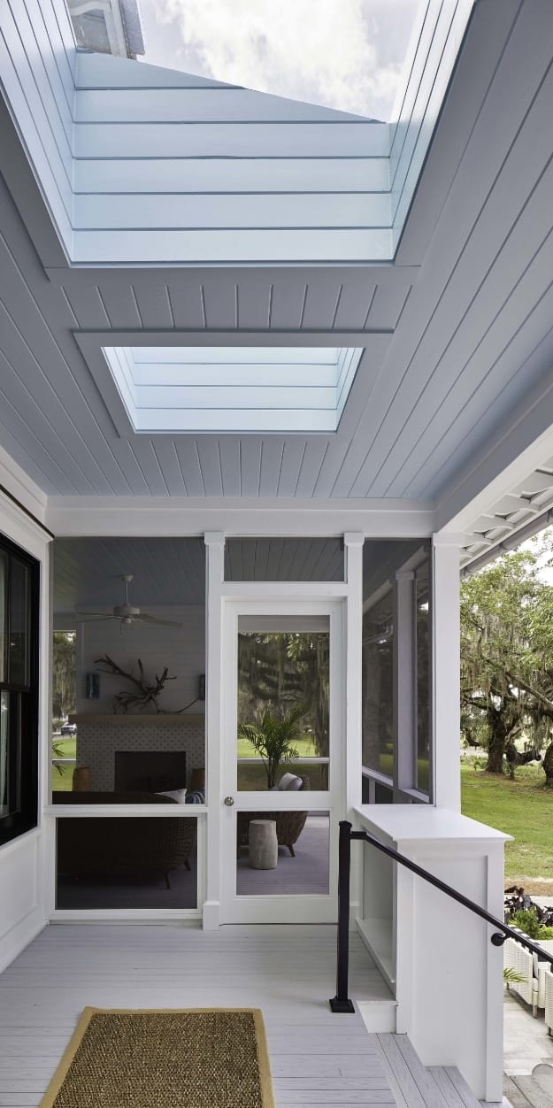 Porch skylights blue ceiling